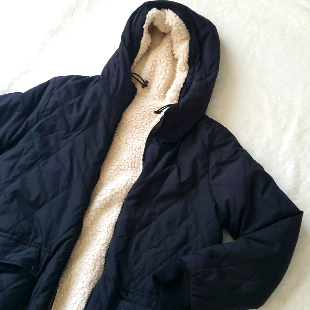 Long black puffer jacket